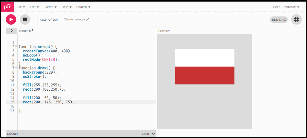 Two rectangles centred on the same axis, white on top and red below
